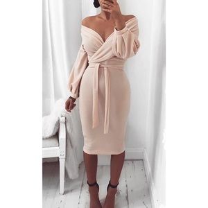 Blush Pink Off Shoulder Dress